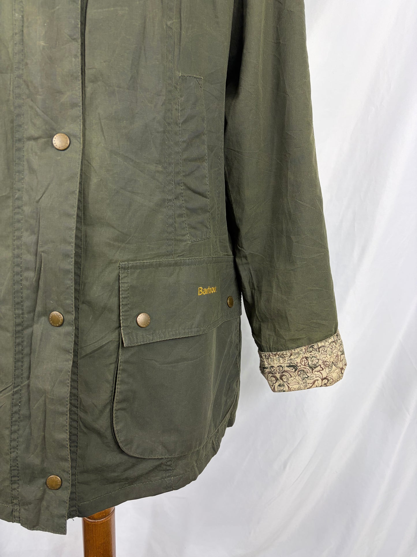 Giacca Barbour verde Beadnell leggera UK16 -Green printed Beadnell lady Flyweight  jacket UK16 tg. 46