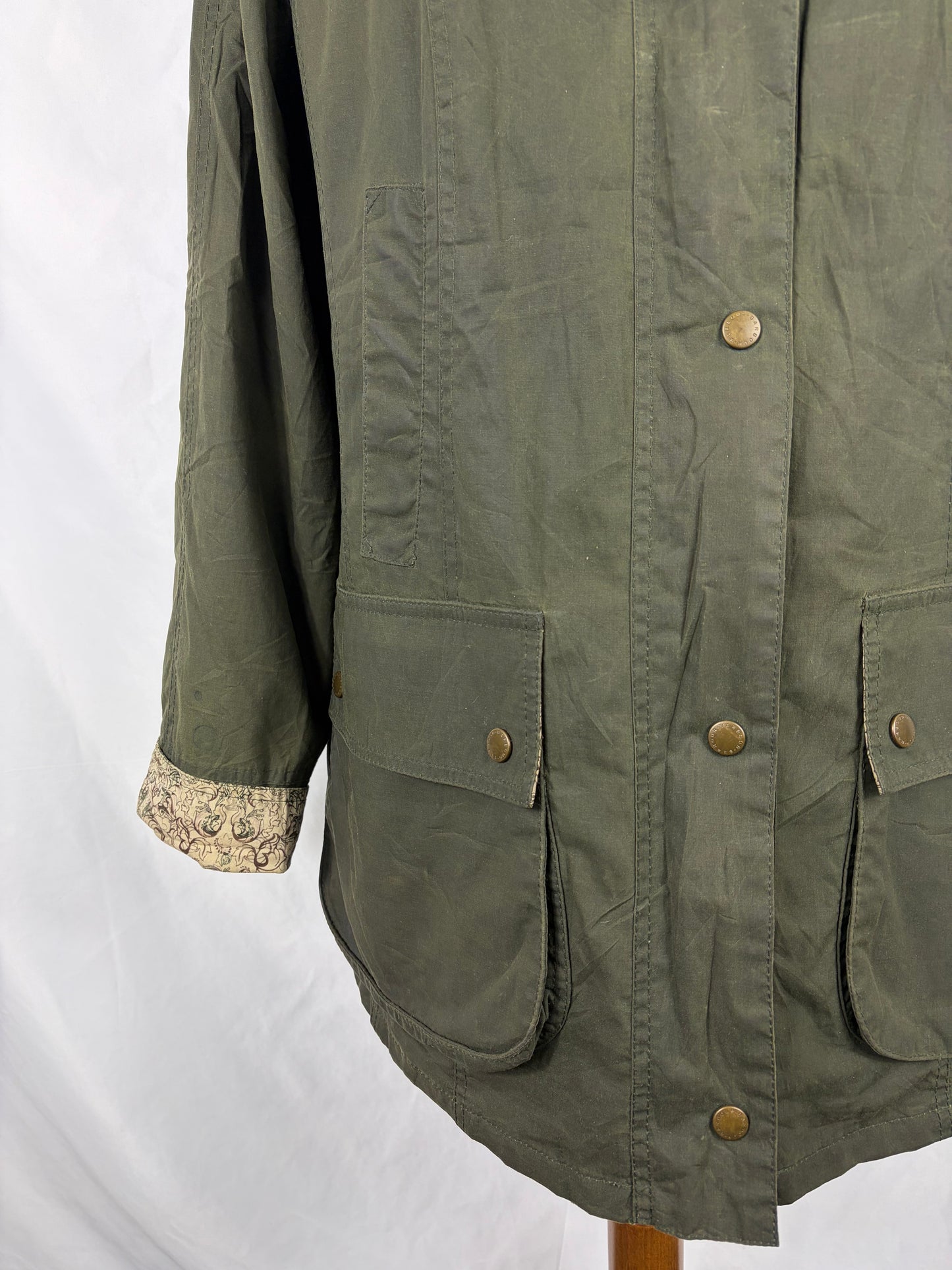 Giacca Barbour verde Beadnell leggera UK16 -Green printed Beadnell lady Flyweight  jacket UK16 tg. 46