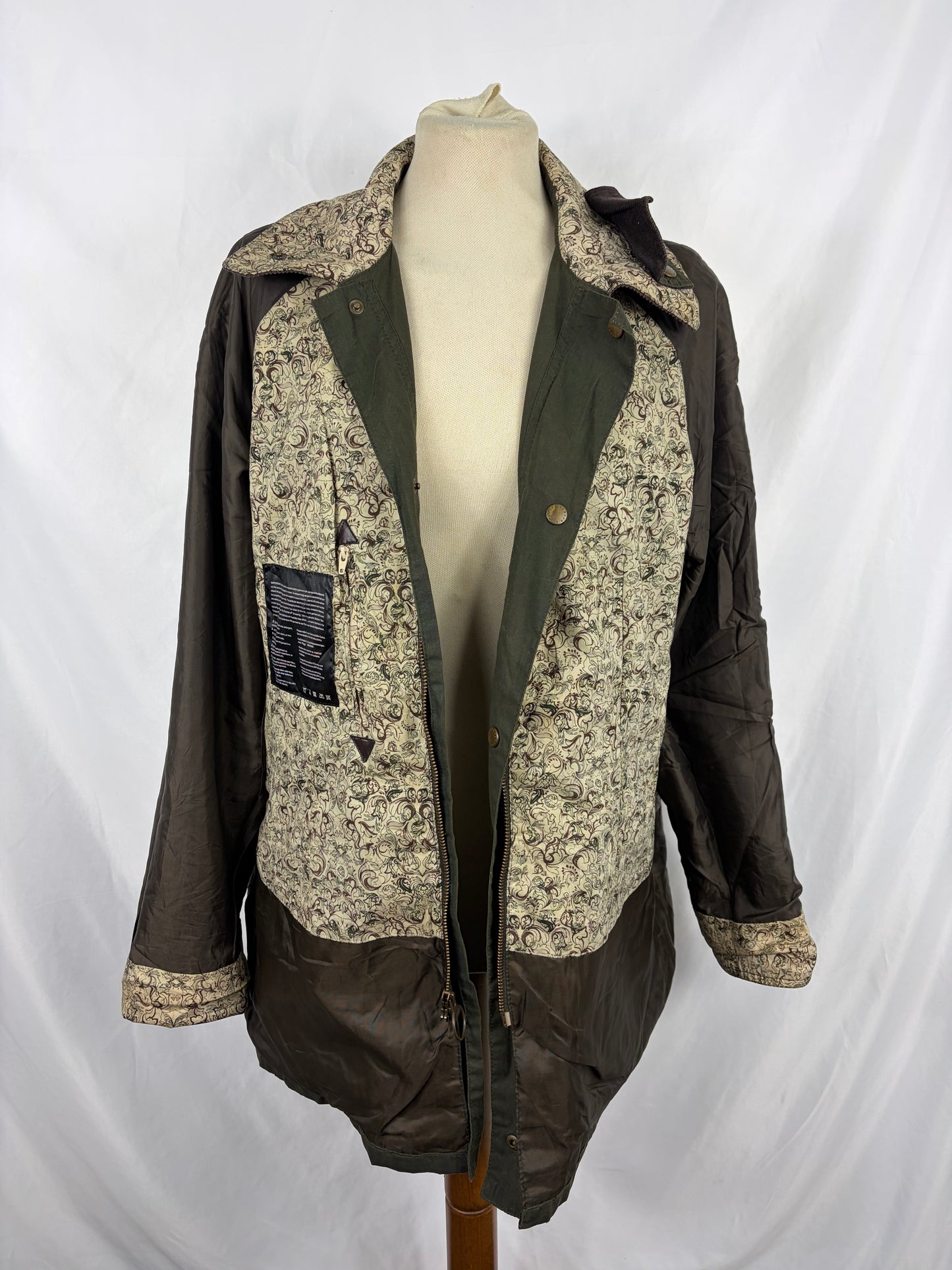 Giacca Barbour verde Beadnell leggera UK16 -Green printed Beadnell lady Flyweight  jacket UK16 tg. 46