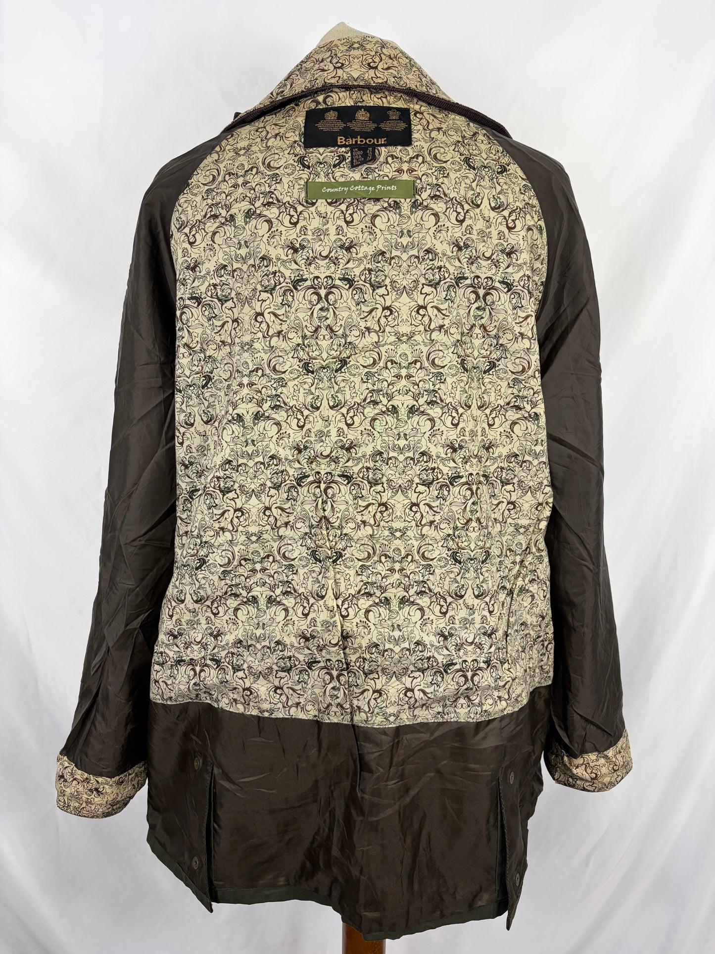 Giacca Barbour verde Beadnell leggera UK16 -Green printed Beadnell lady Flyweight  jacket UK16 tg. 46