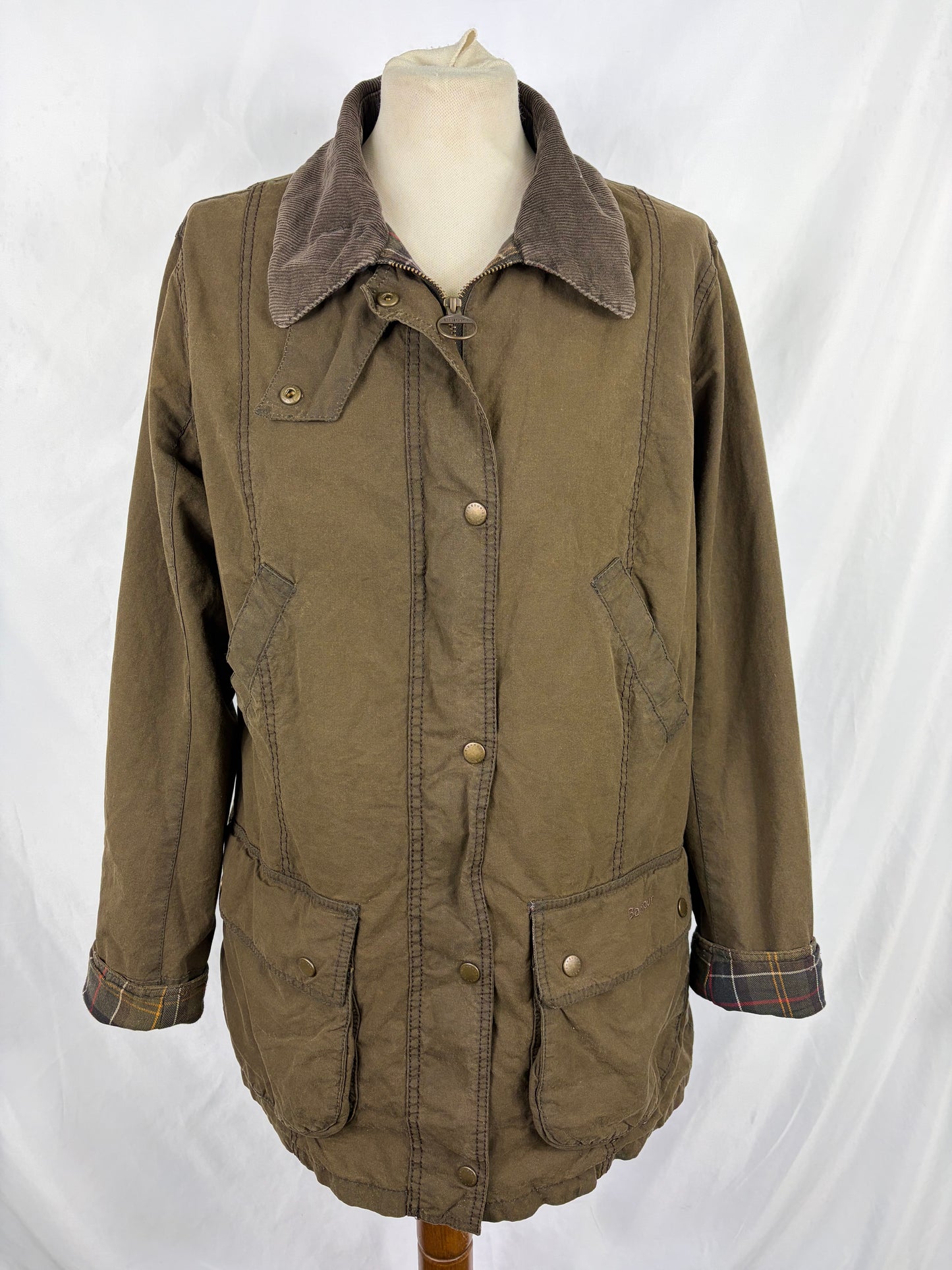 Giacca Barbour verde oliva Vintage Beadnell Uk 18 tg.48 -Olive Vintage Beadnell Size uk18
