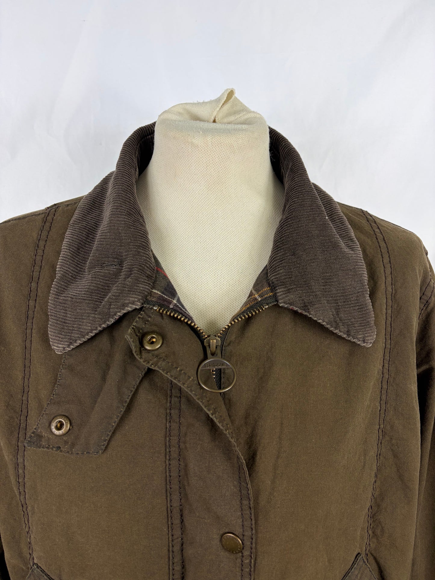 Giacca Barbour verde oliva Vintage Beadnell Uk 18 tg.48 -Olive Vintage Beadnell Size uk18