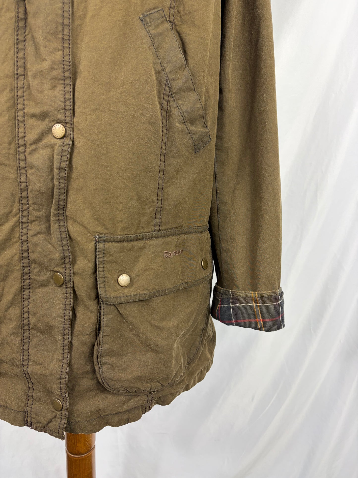 Giacca Barbour verde oliva Vintage Beadnell Uk 18 tg.48 -Olive Vintage Beadnell Size uk18