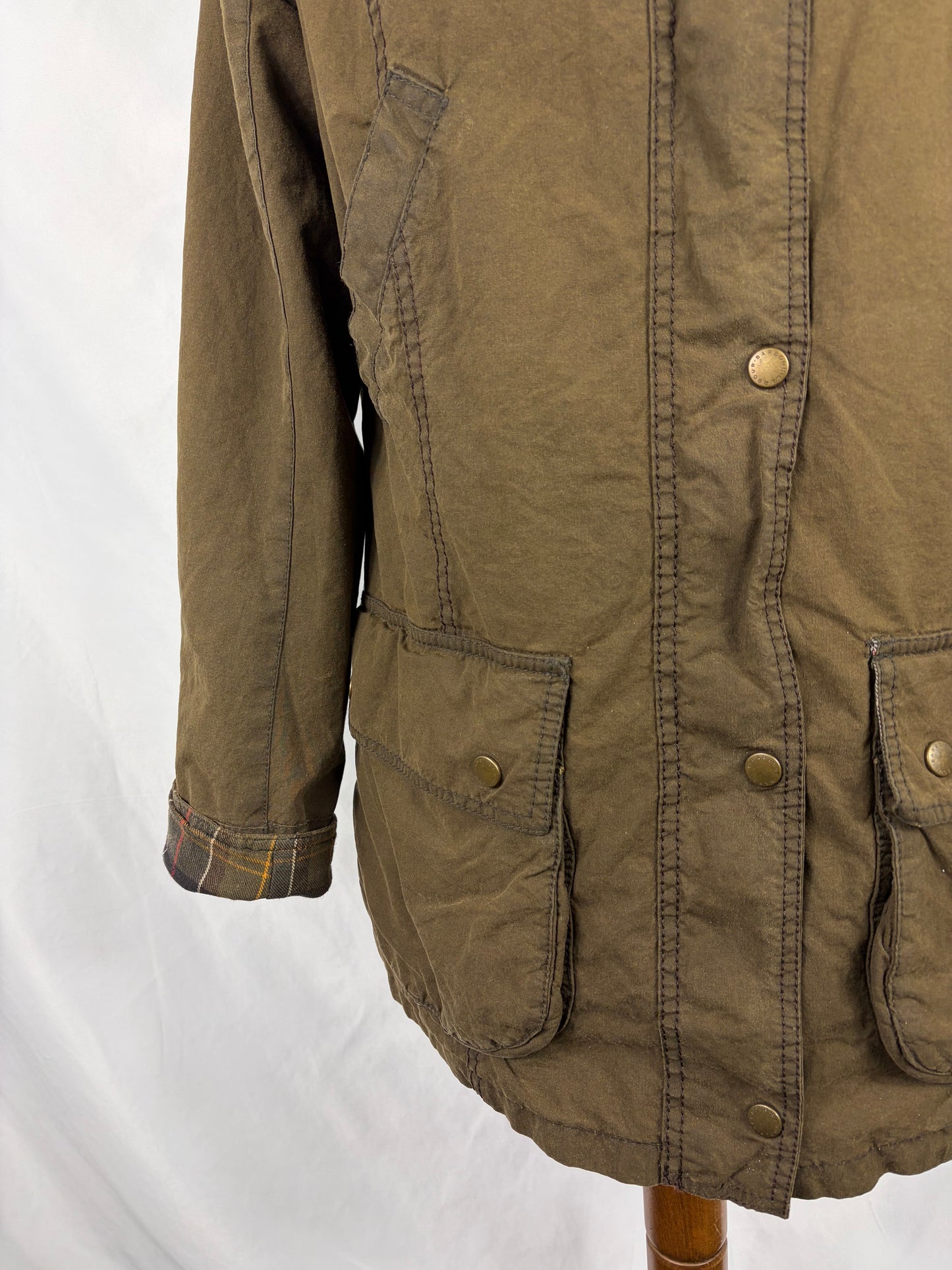 Giacca Barbour verde oliva Vintage Beadnell Uk 18 tg.48 -Olive Vintage Beadnell Size uk18