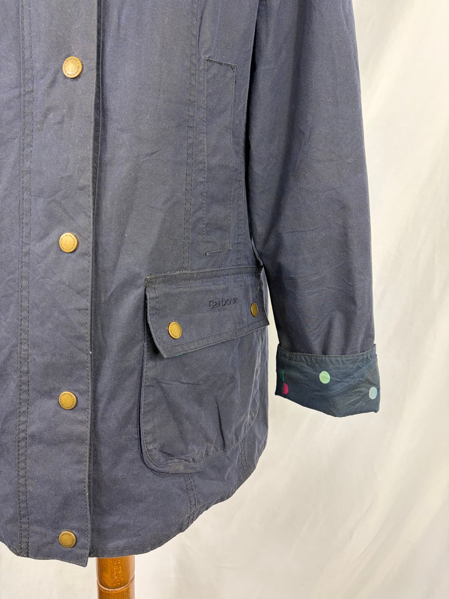 Giacca Barbour Blu for Emma Bridgewater Uk 14 tg.44 -Navy Lady Eleanor Wax Jacket size Uk14