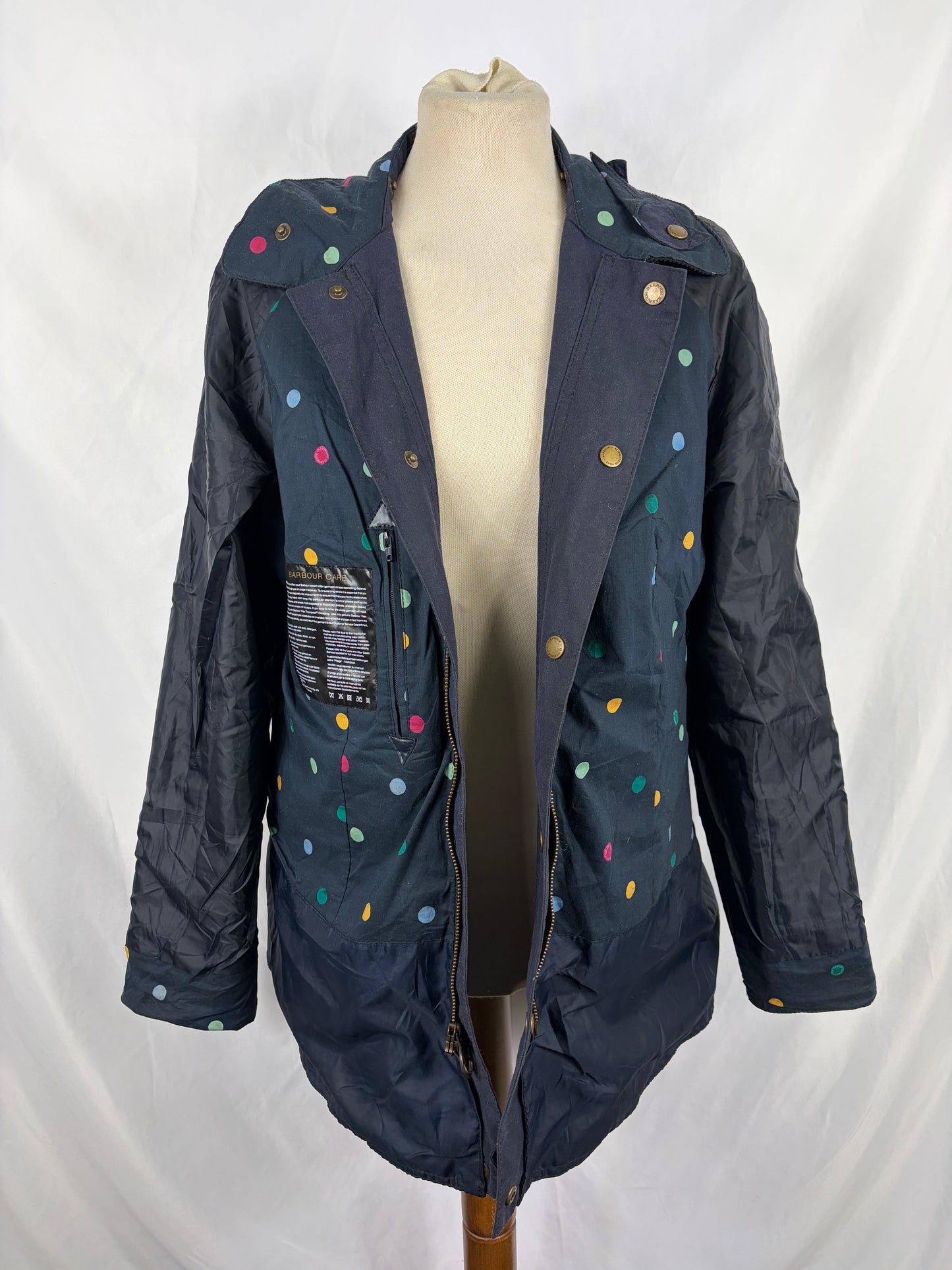 Giacca Barbour Blu for Emma Bridgewater Uk 14 tg.44 -Navy Lady Eleanor Wax Jacket size Uk14
