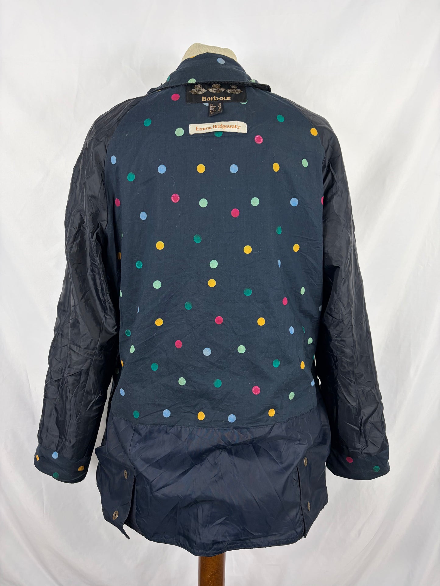 Giacca Barbour Blu for Emma Bridgewater Uk 14 tg.44 -Navy Lady Eleanor Wax Jacket size Uk14