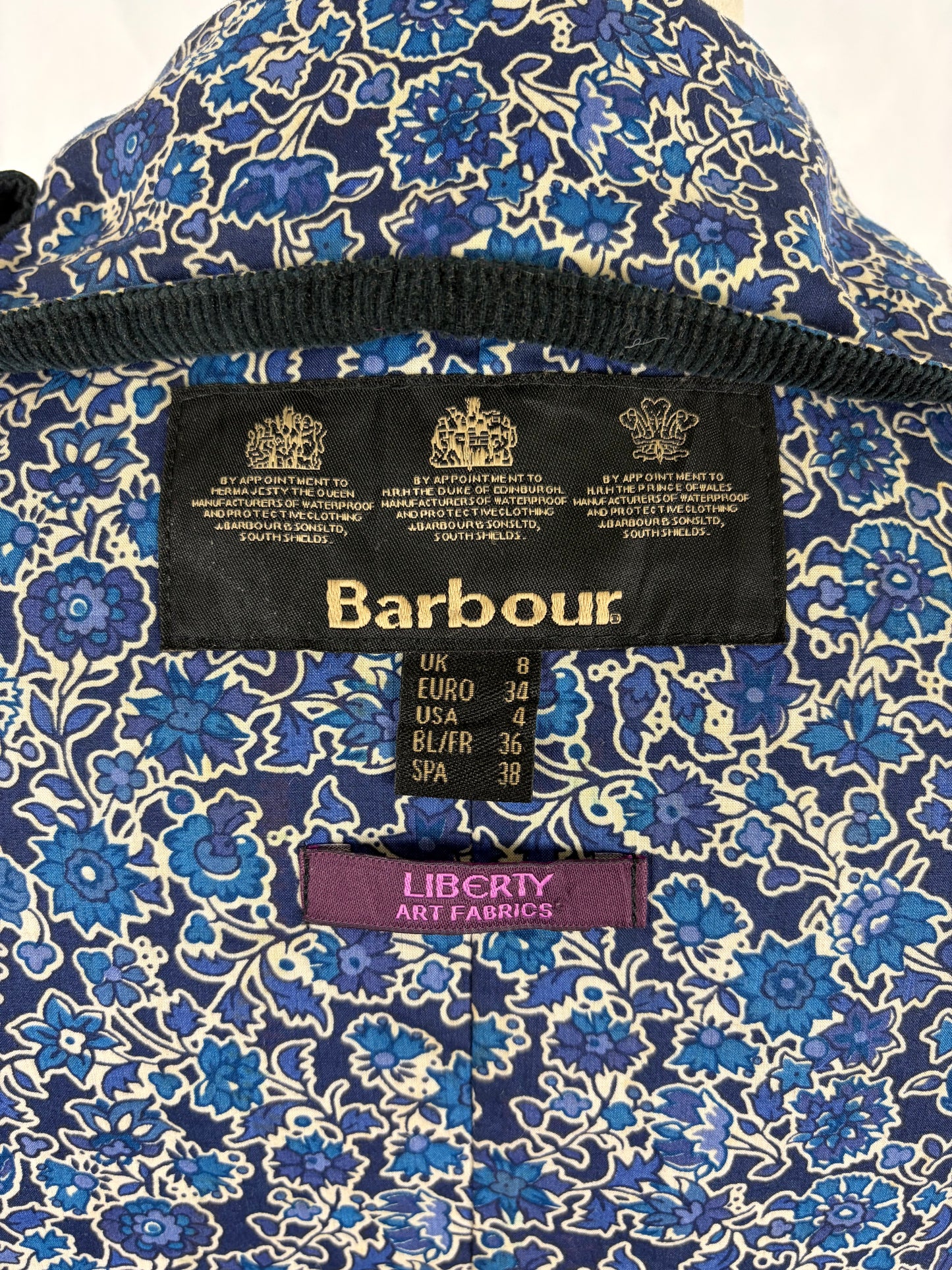 Giacca Barbour Liberty Beadnell blu UK8 Xsmall- Navy Liberty Beadnell Jacket UK8 tg. 38