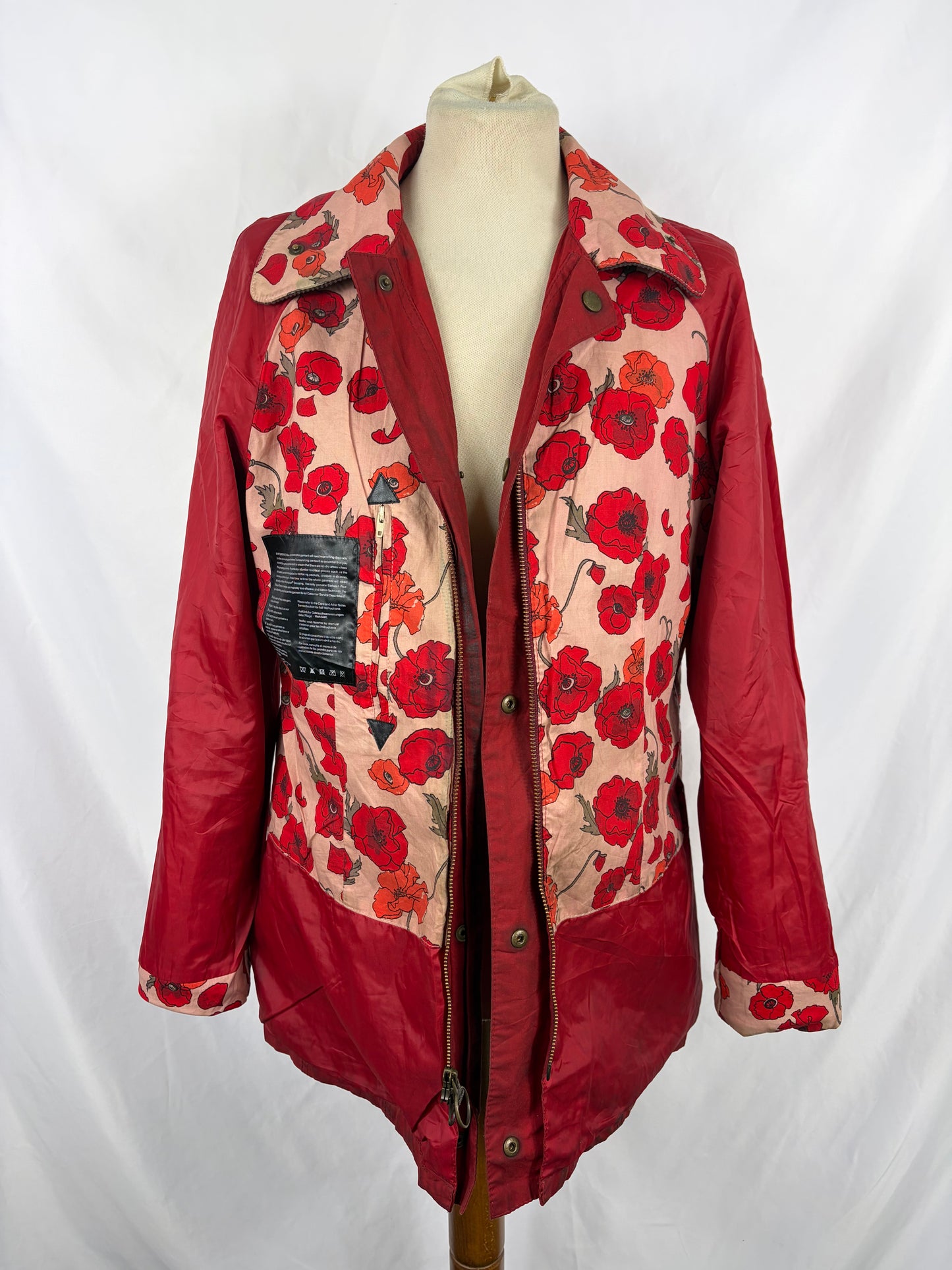 Giacca Barbour Print Beadnell rosso UK10 Small- Red Print Beadnell Lady Jacket UK10 tg 40