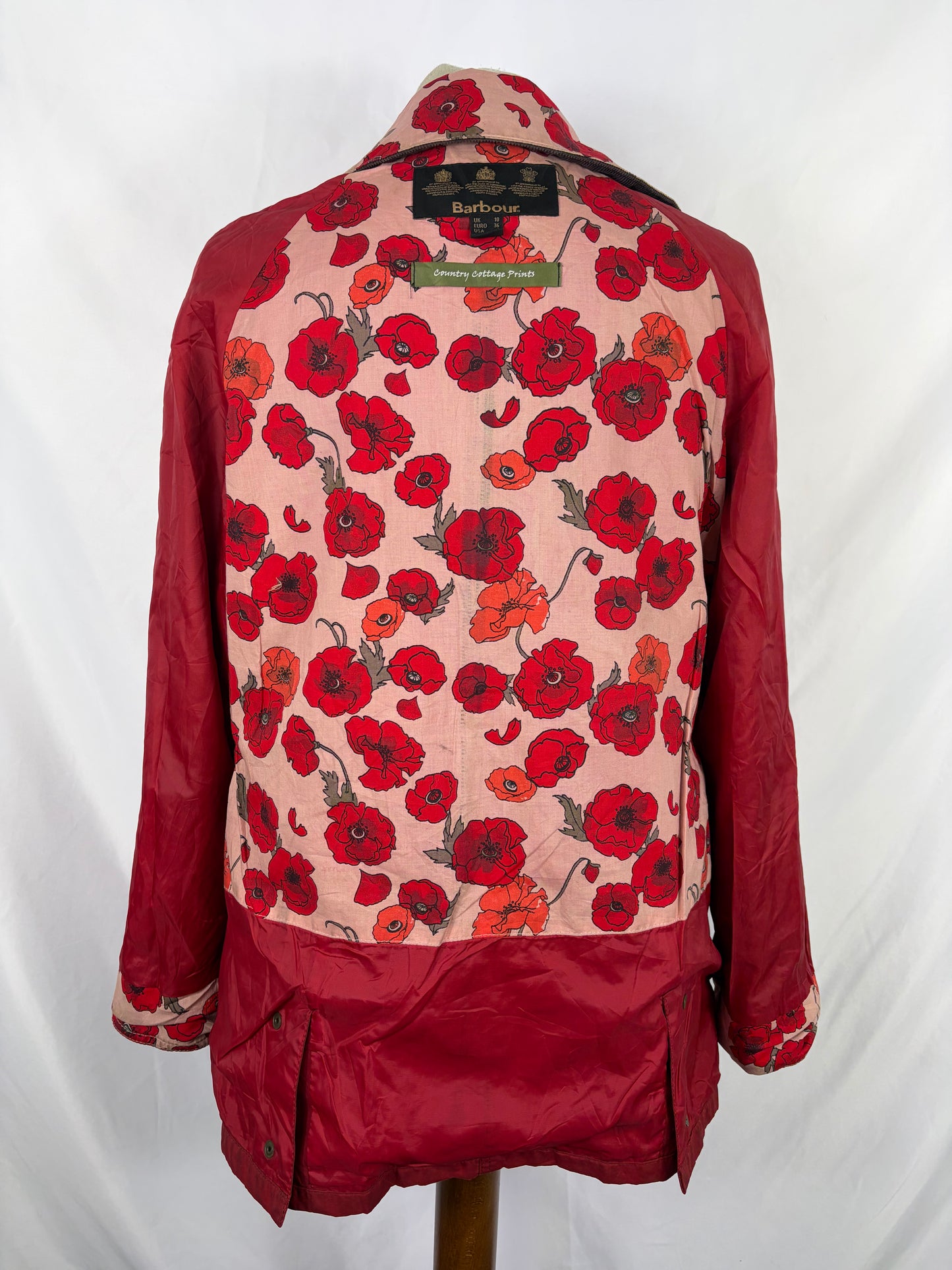 Giacca Barbour Print Beadnell rosso UK10 Small- Red Print Beadnell Lady Jacket UK10 tg 40