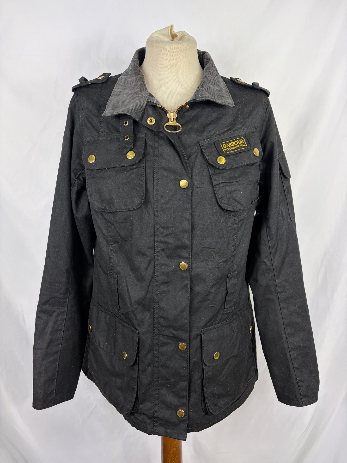 Giacca Barbour International Donna Medium UK14 -Lady International Black jacket size uk14 tg.42/44