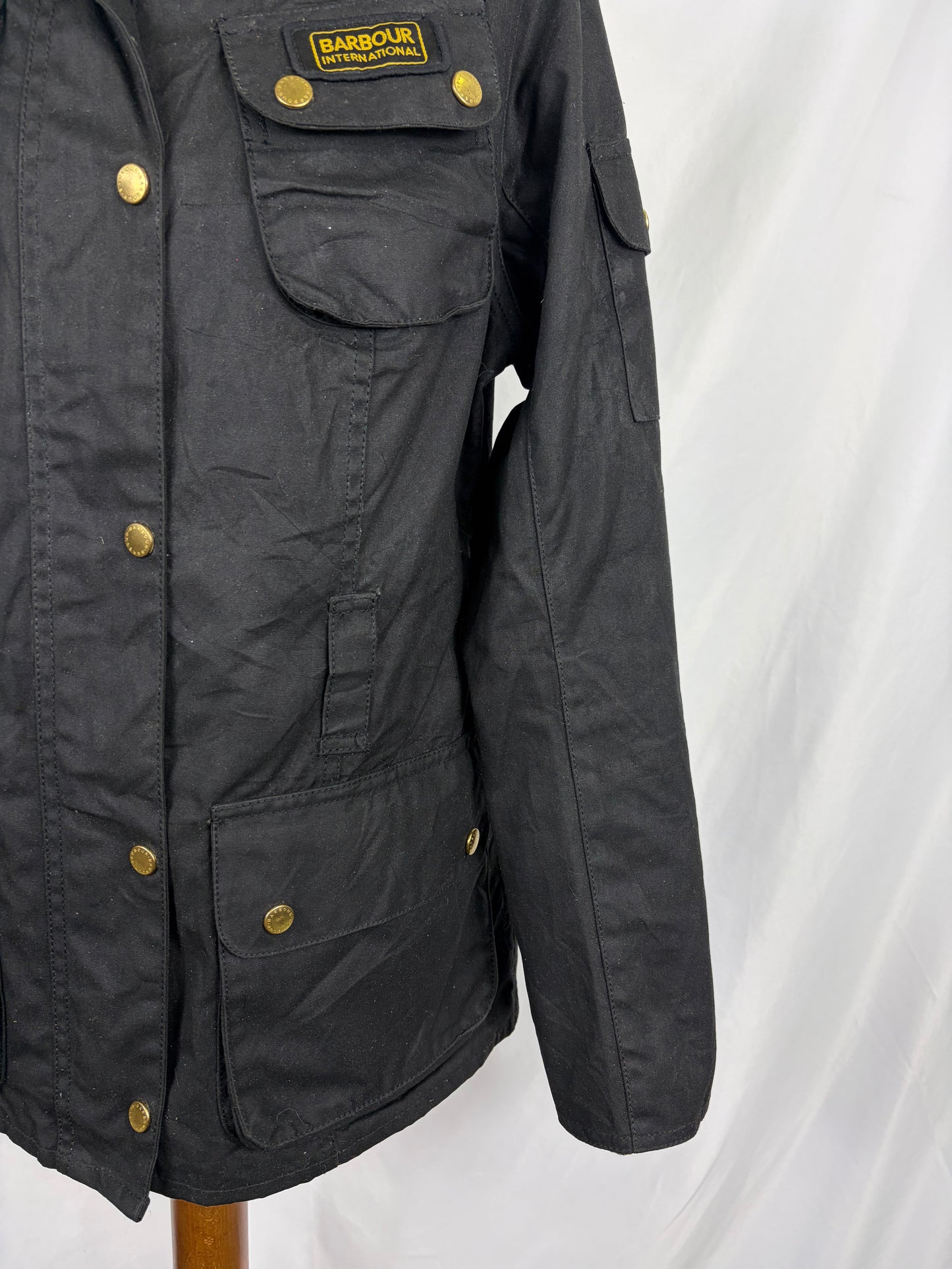 Giacca Barbour International Donna Medium UK14 -Lady International Black jacket size uk14 tg.42/44