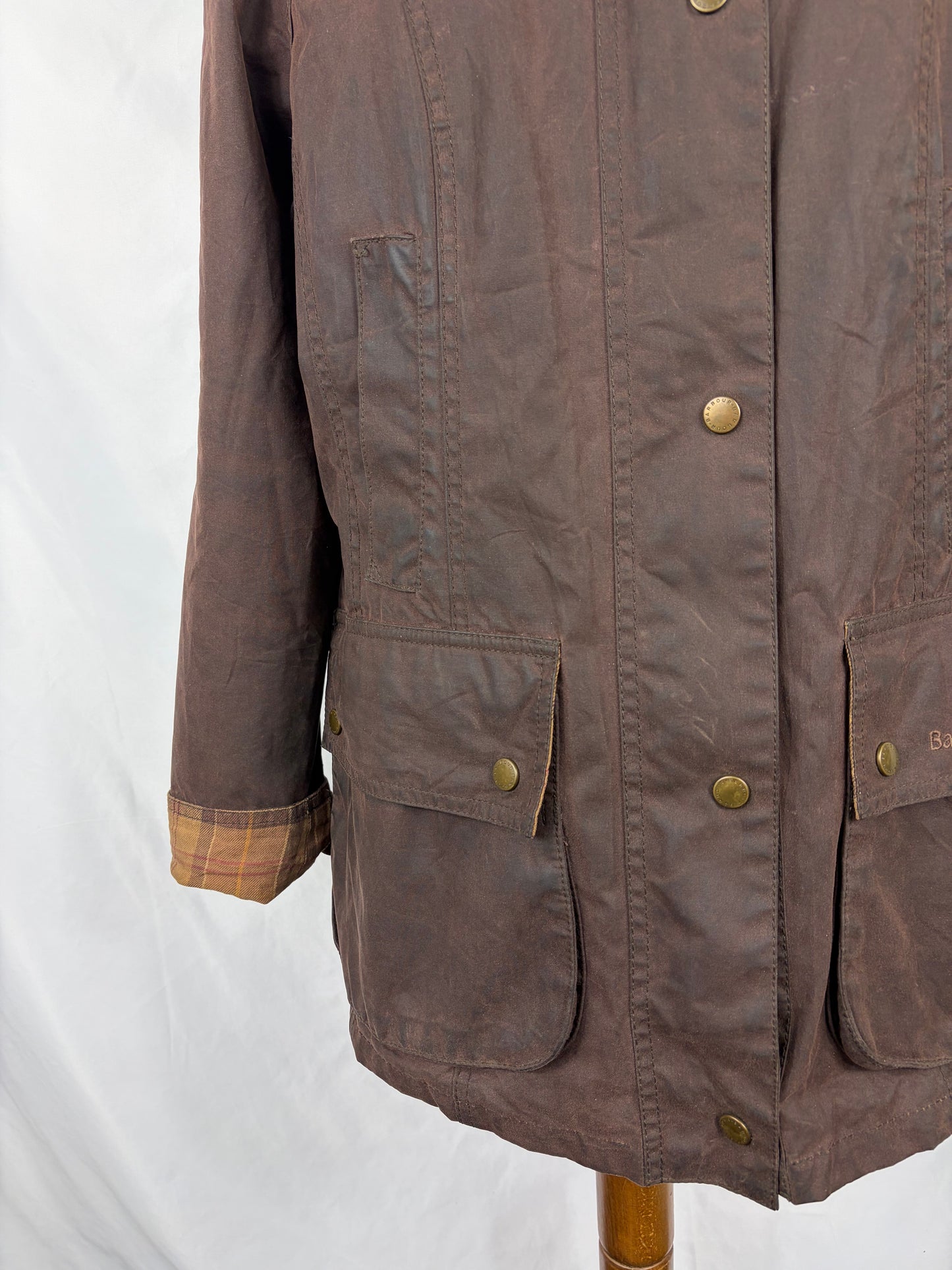 Giacca Barbour marrone Beadnell Uk 14 tg.44 -Lady Brown Beadnell Wax Jacket size uk14