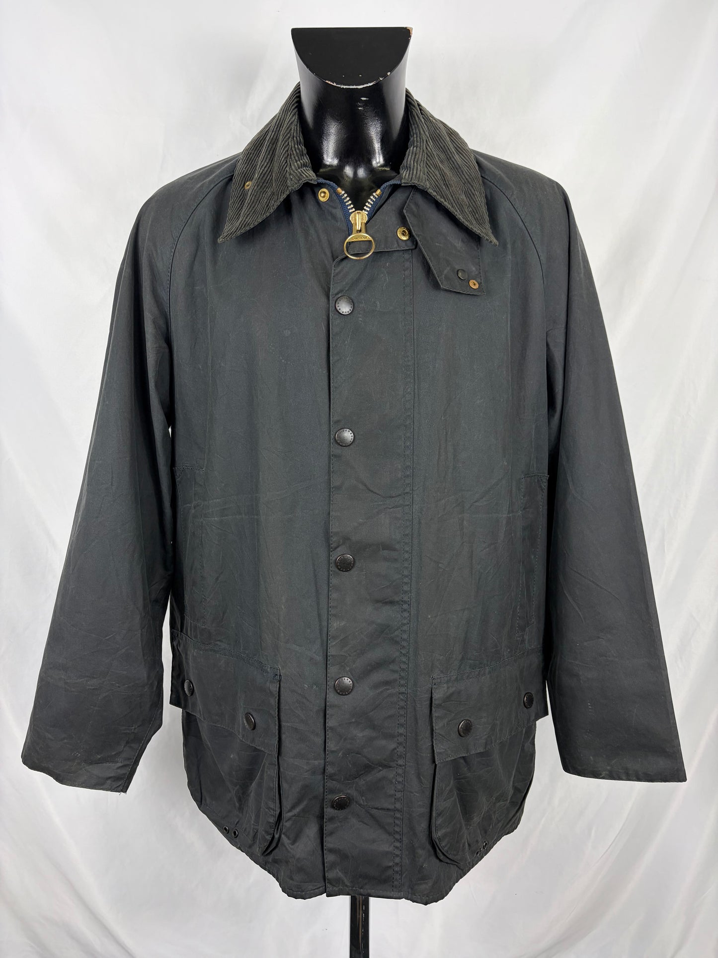 Barbour Giacca Beaufort vintage blu C44/112cm - Navy Beaufort Waxed jacket Size Large/XLarge - Shop In London