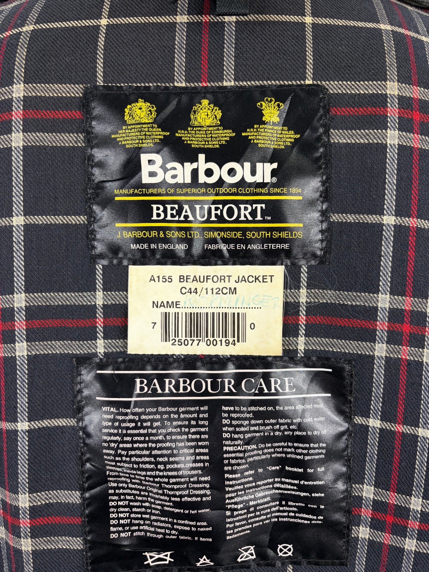 Barbour Giacca Beaufort vintage blu C44/112cm - Navy Beaufort Waxed jacket Size Large/XLarge - Shop In London
