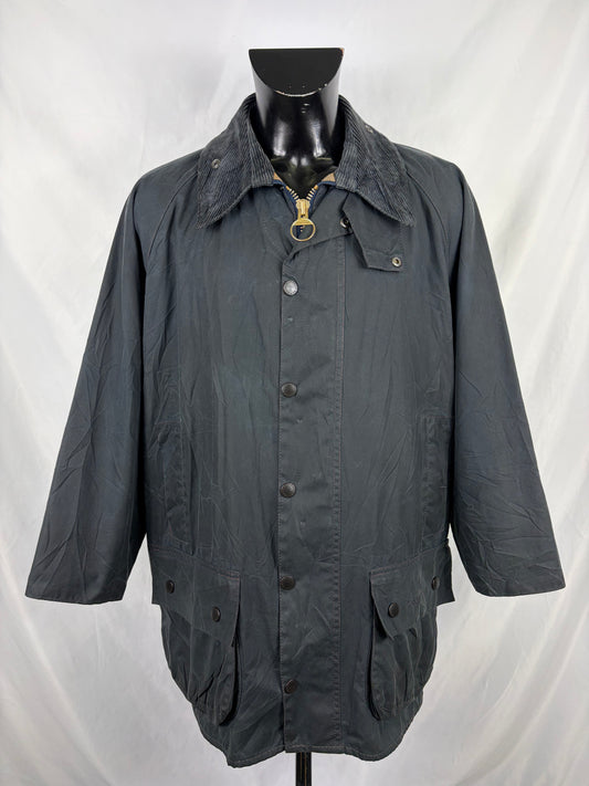 Barbour Giacca Beaufort vintage blu C46/117cm -Man Navy Beaufort Waxed jacket size XL