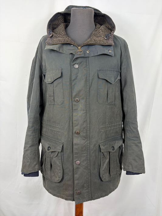 Parka Barbour uomo Blu Oakum cerato Medium - Navy Man Oakum wax jacket with hood size Medium