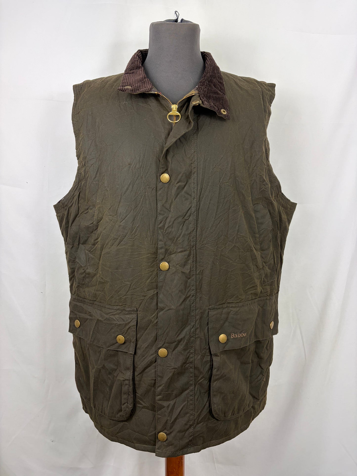 Barbour Gilet cerato da uomo Westmorland Verde Xlarge- Olive vintage Westmorland Waistcoat size Xlarge
