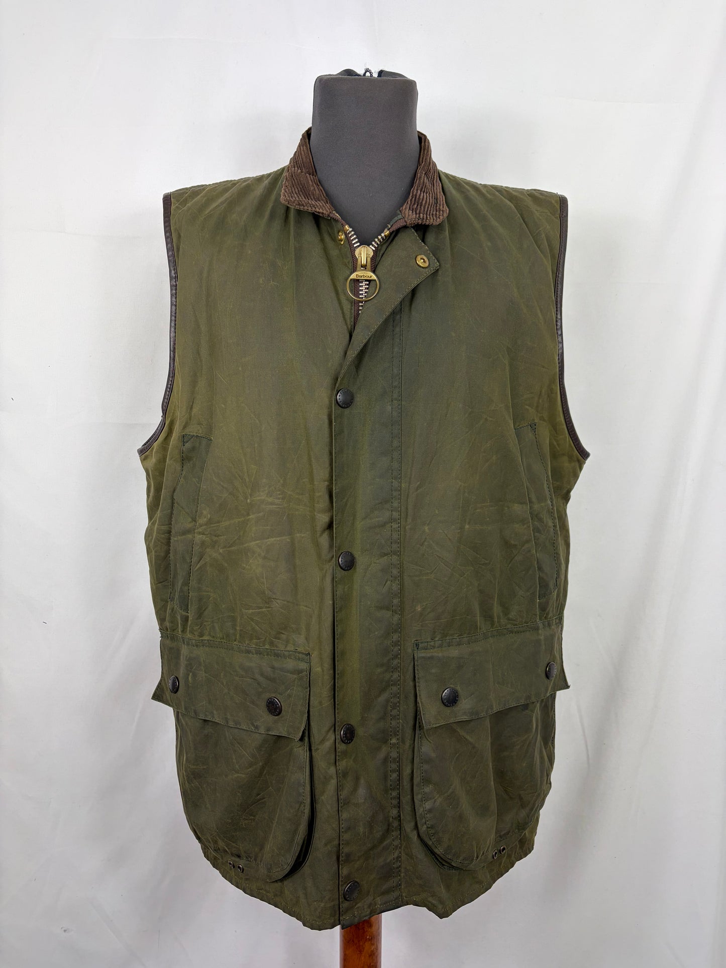 Barbour Gilet cerato da uomo Westmorland Verde Large- Green vintage Westmorland Waistcoat size Large
