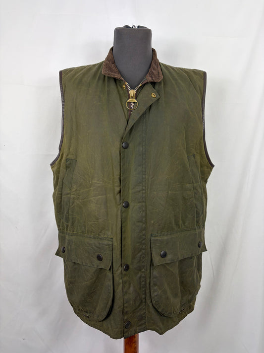Barbour Gilet cerato da uomo Westmorland Verde Large- Green vintage Westmorland Waistcoat size Large