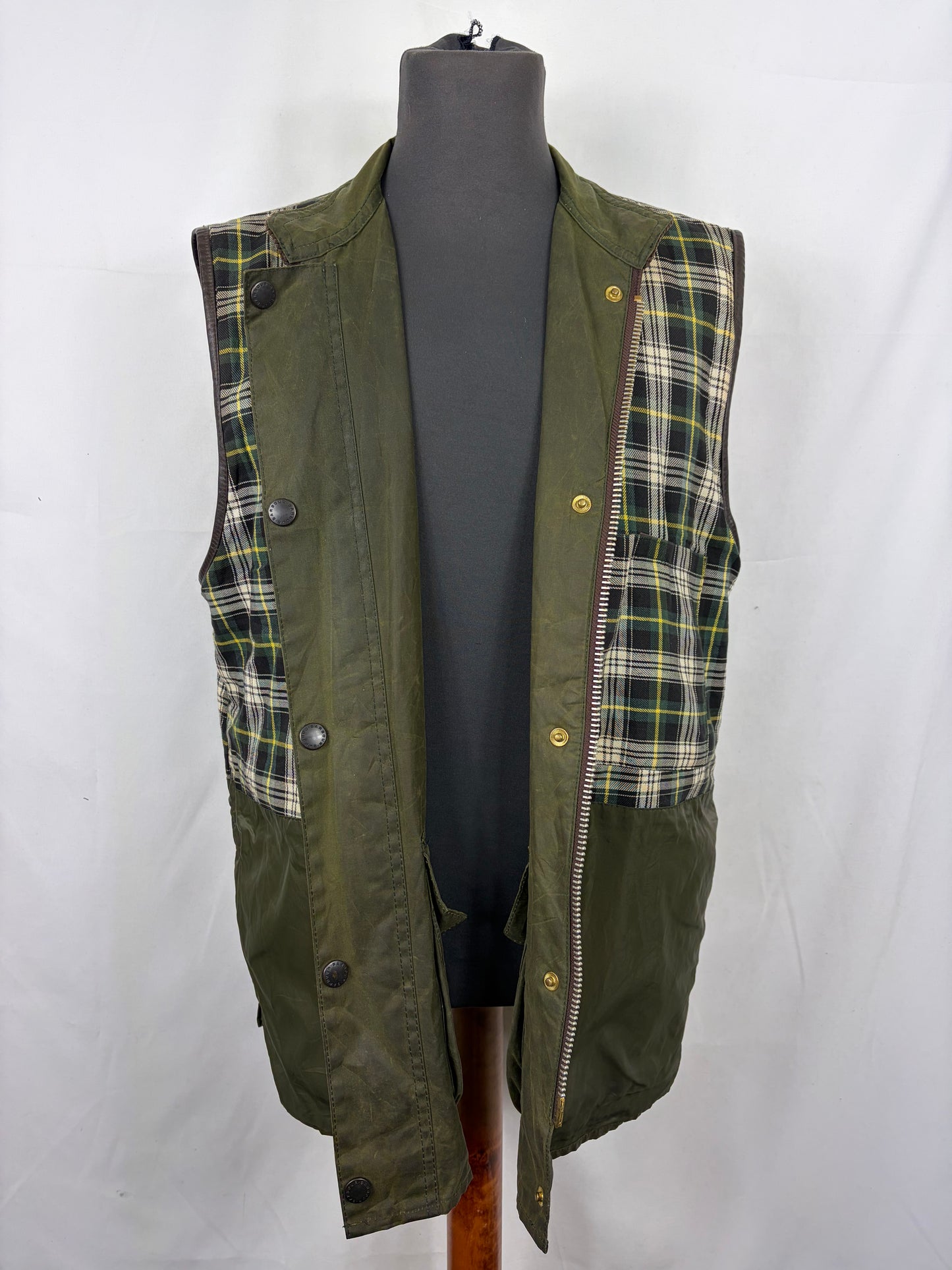 Barbour Gilet cerato da uomo Westmorland Verde Large- Green vintage Westmorland Waistcoat size Large