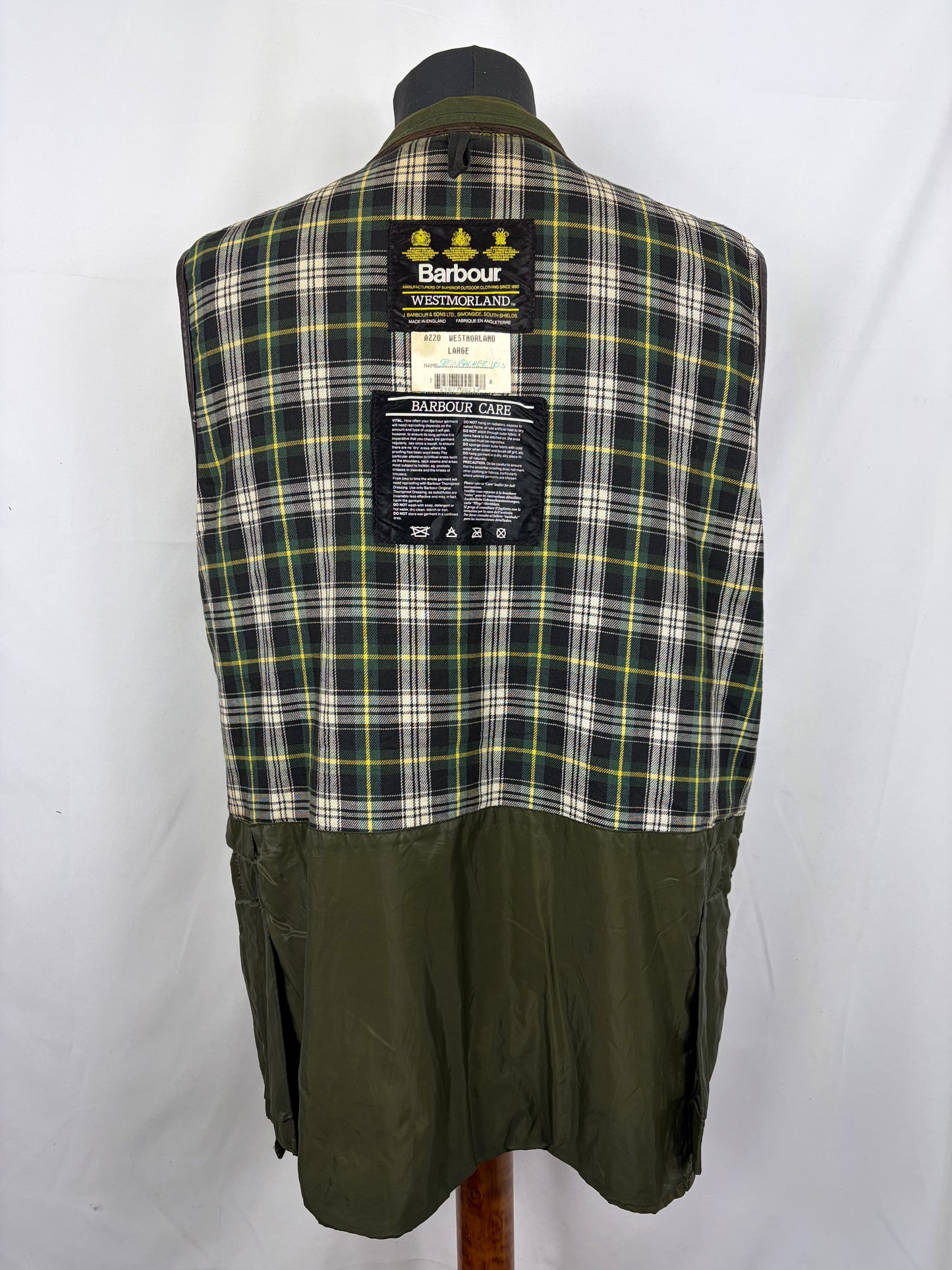 Barbour Gilet cerato da uomo Westmorland Verde Large- Green vintage Westmorland Waistcoat size Large