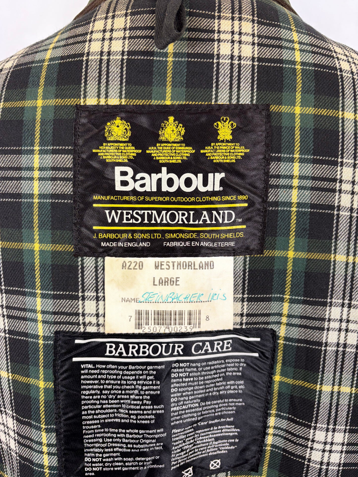 Barbour Gilet cerato da uomo Westmorland Verde Large- Green vintage Westmorland Waistcoat size Large