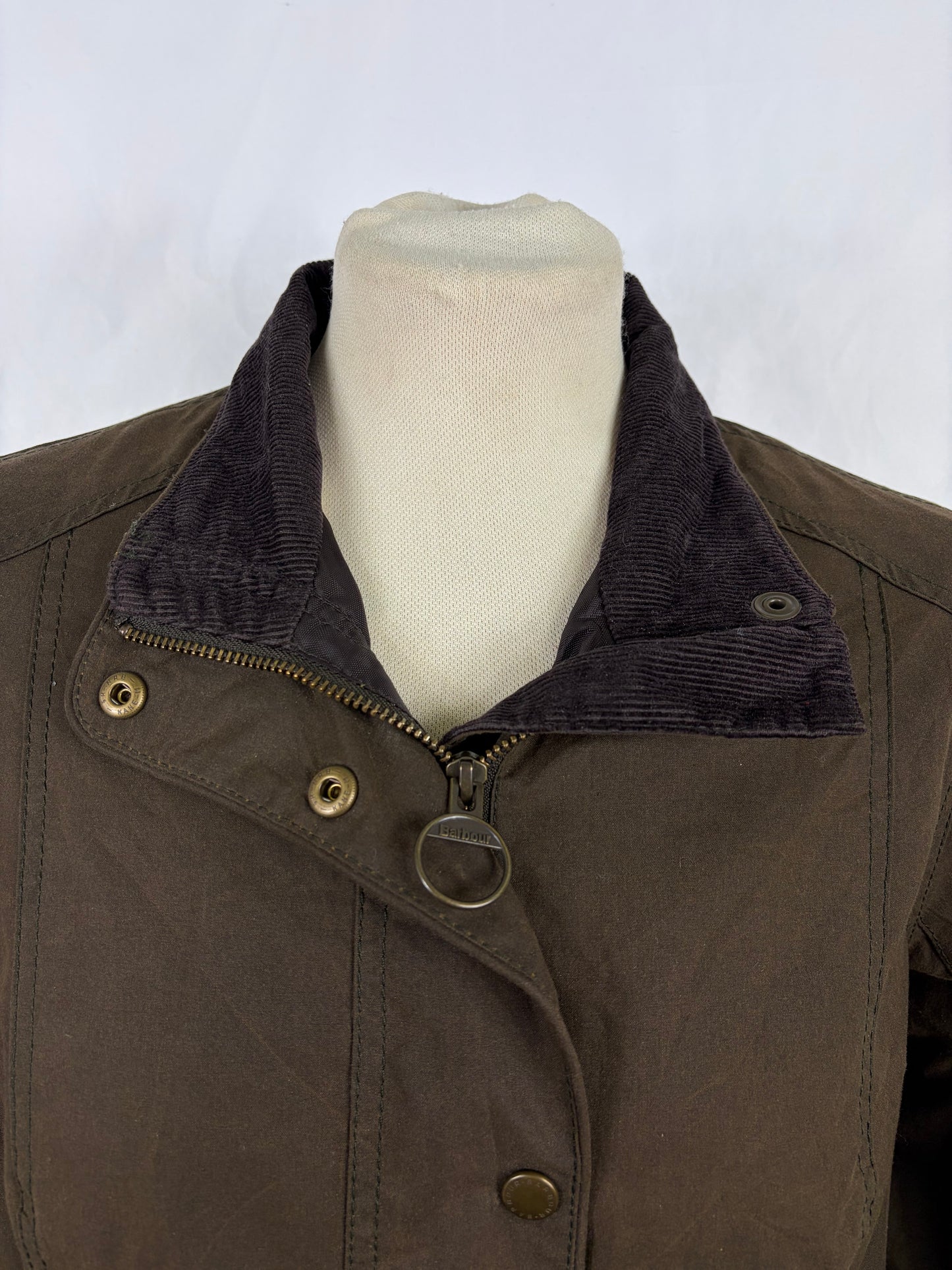 Giacca Barbour X Emily Bond da donna Oliva Cerata tg.44 - Lady Wax Ferndown Horseprint jacket size M Uk14