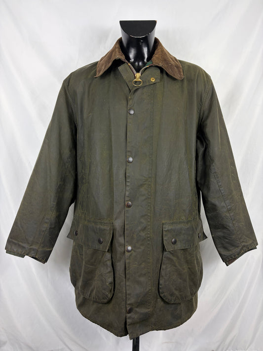 RARO Barbour Vintage Northumbria C42/107cm-Green Waxed Northumbria Jacket  Size Large