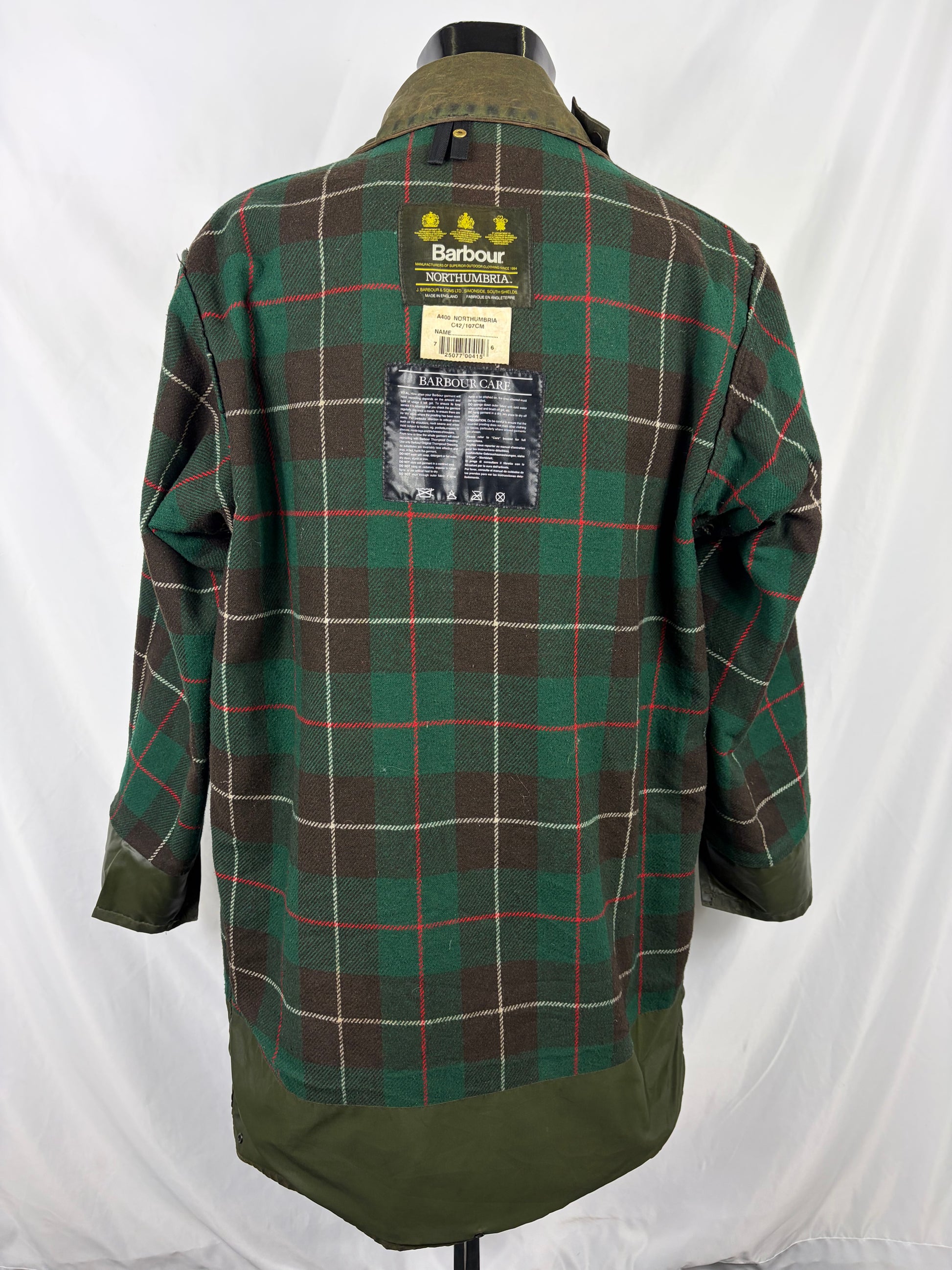 RARO Barbour Vintage Northumbria C42/107cm-Green Waxed Northumbria Jacket  Size Large - Shop In London