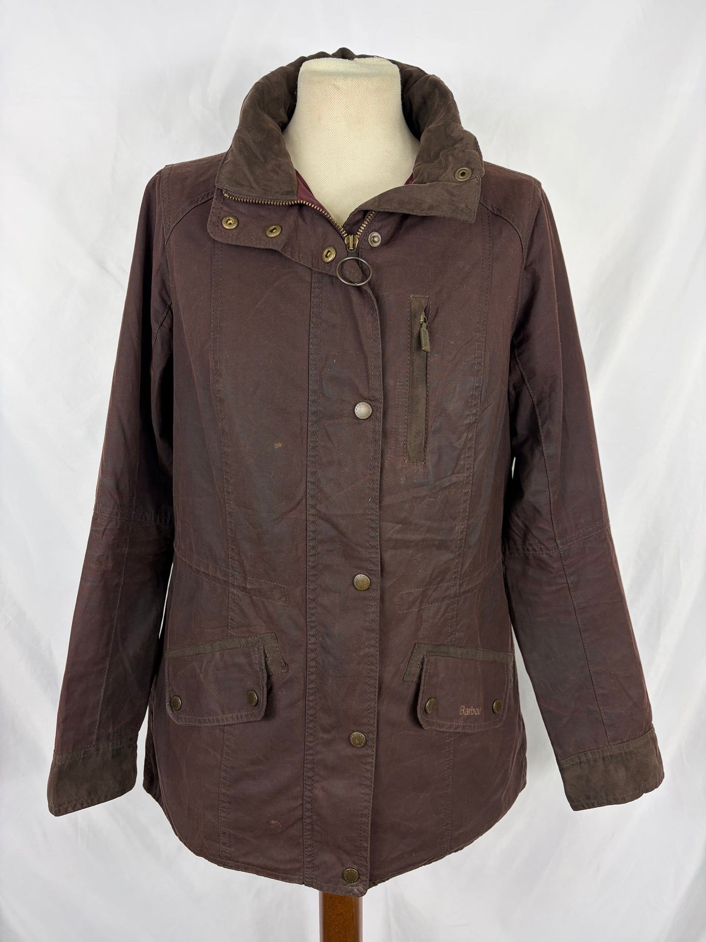 Giacca Barbour donna Badminton marrone cerata UK12 Medium Brown wax Lady jacket SIze M