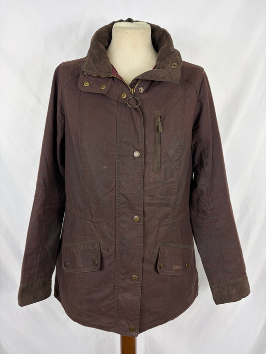 Giacca Barbour donna Badminton marrone cerata UK12 Medium Brown wax Lady jacket SIze M