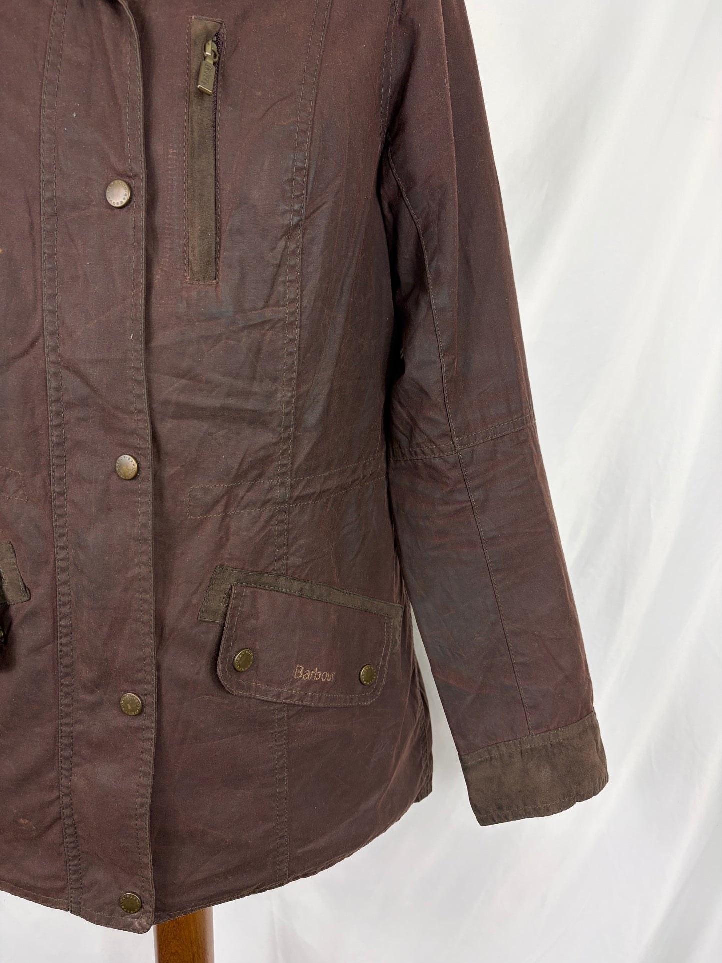 Giacca Barbour donna Badminton marrone cerata UK12 Medium Brown wax Lady jacket SIze M