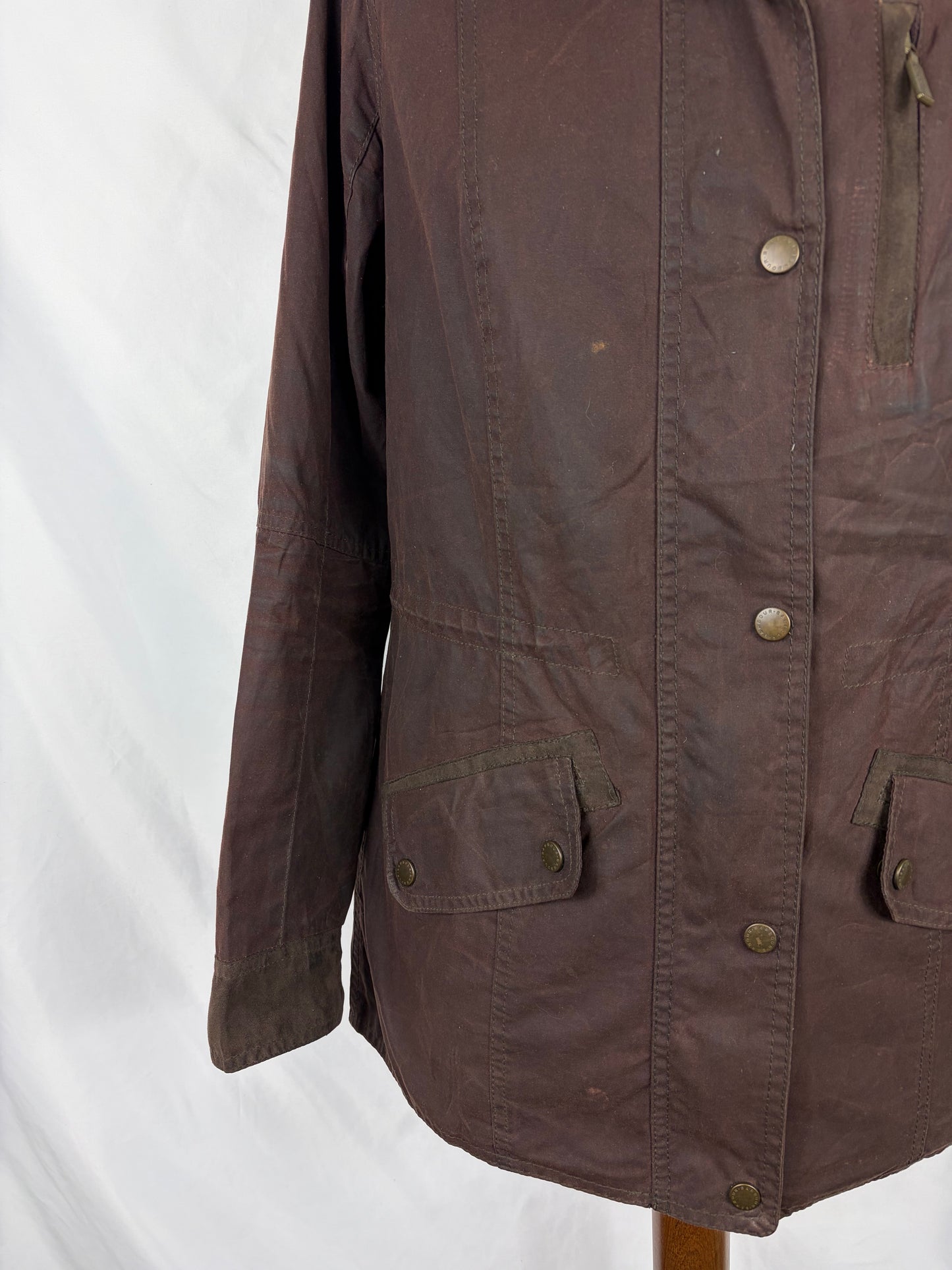 Giacca Barbour donna Badminton marrone cerata UK12 Medium Brown wax Lady jacket SIze M