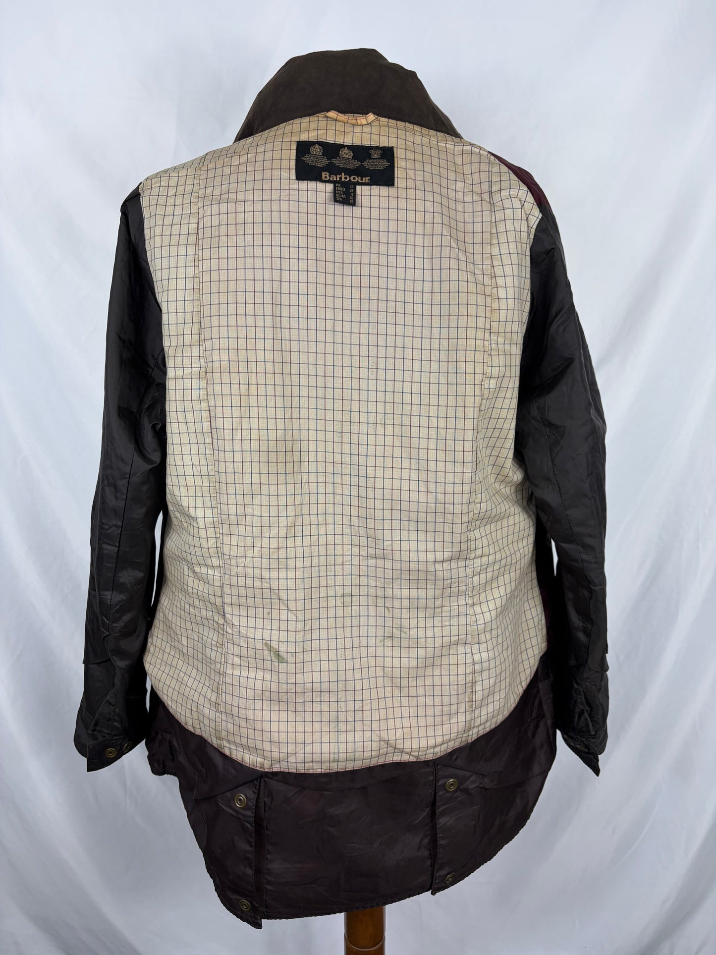 Giacca Barbour donna Badminton marrone cerata UK12 Medium Brown wax Lady jacket SIze M