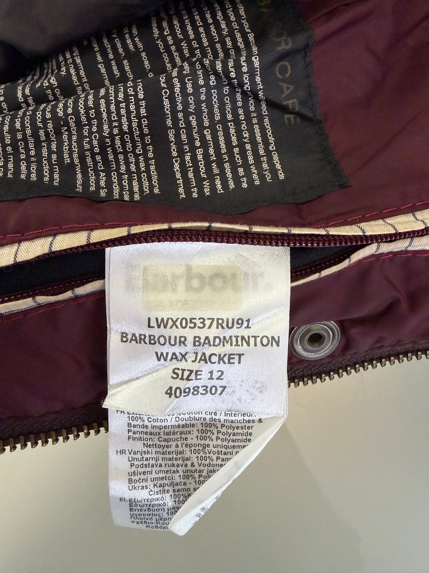 Giacca Barbour donna Badminton marrone cerata UK12 Medium Brown wax Lady jacket SIze M