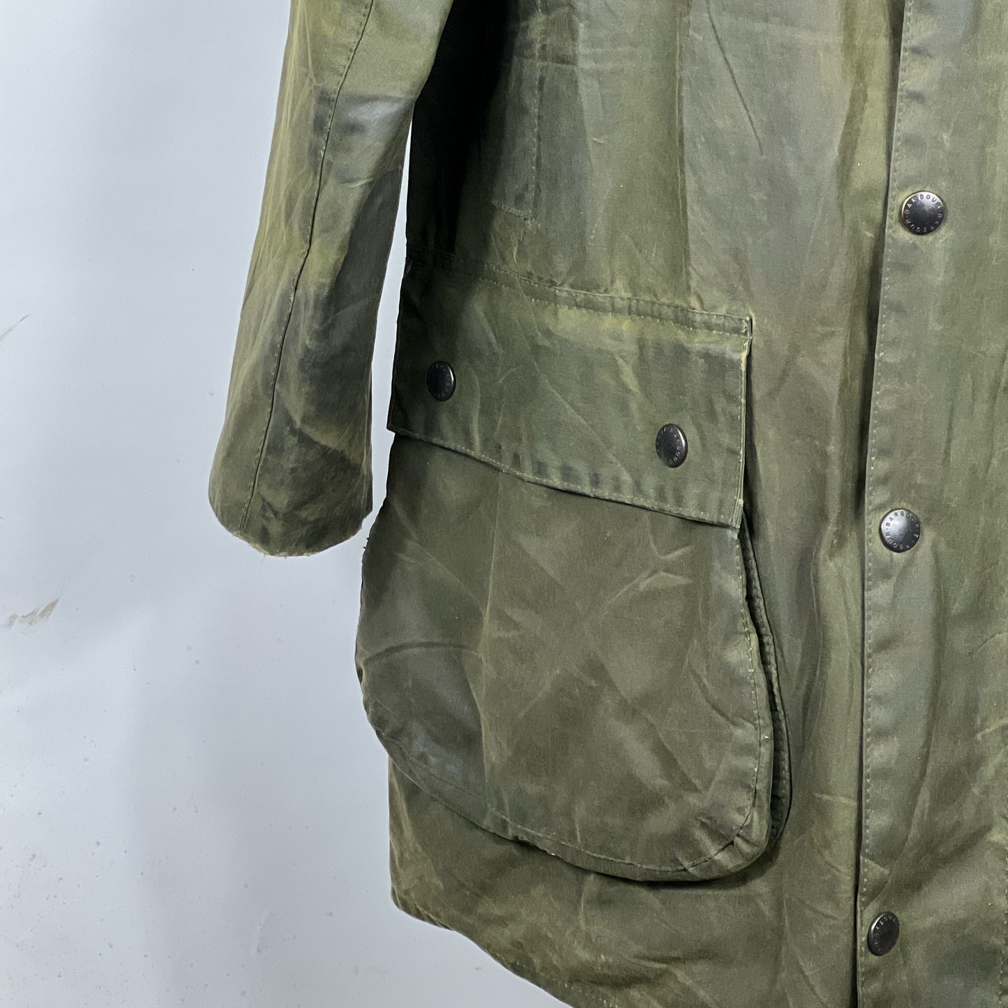 RARE Barbour Vintage Northumbria C42/107cm-Green Waxed Northumbria Jacket Large