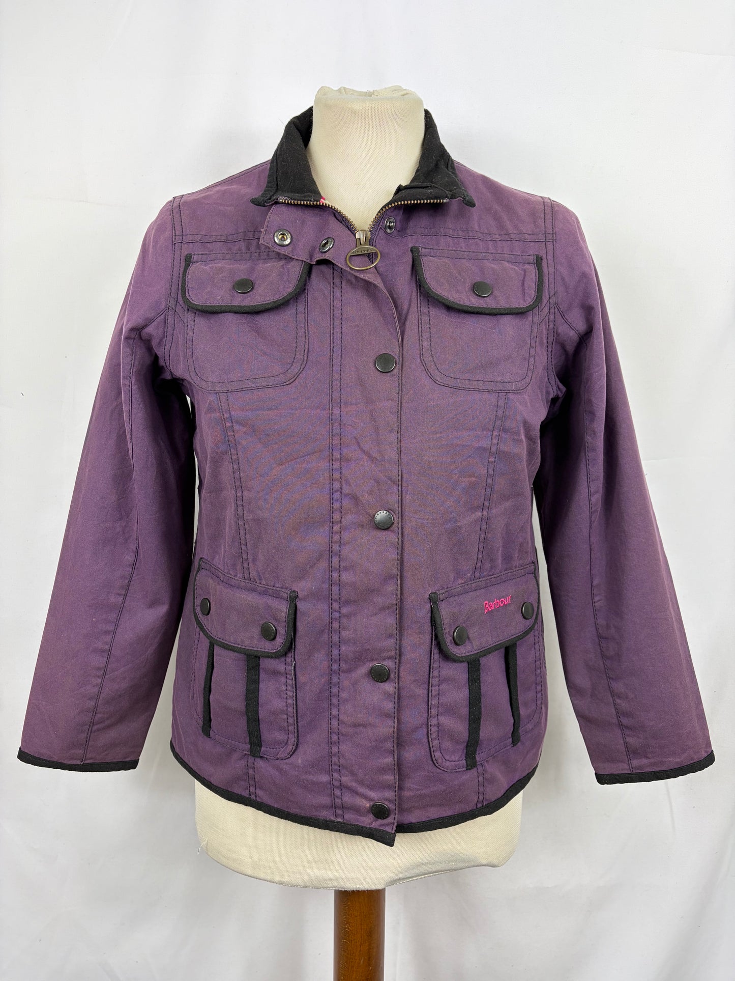 Barbour Giacca Rose Utility Viola da bambino/a taglia 10/11 anni Large Plum Kid Wax Jacket size 10/11 years