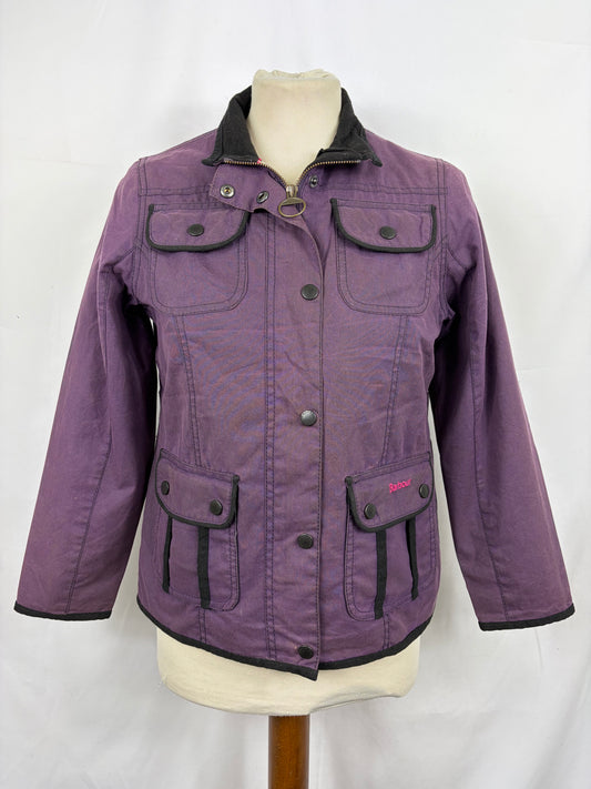 Barbour Giacca Rose Utility Viola da bambino/a taglia 10/11 anni Large Plum Kid Wax Jacket size 10/11 years