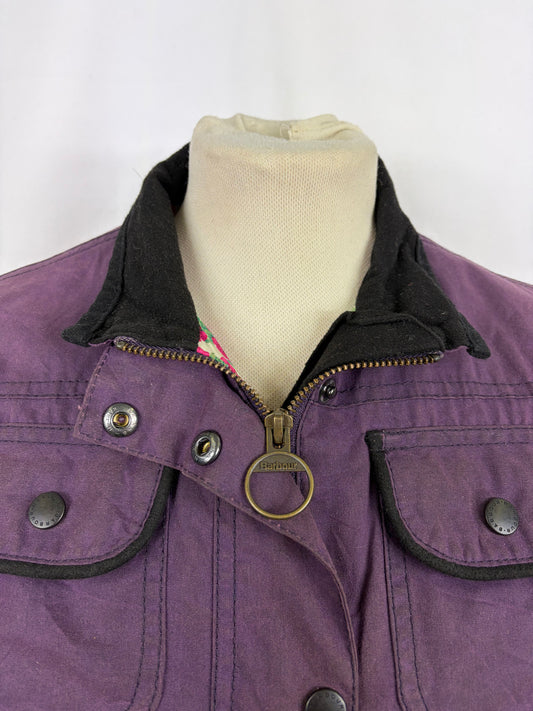 Barbour Giacca Rose Utility Viola da bambino/a taglia 10/11 anni Large Plum Kid Wax Jacket size 10/11 years