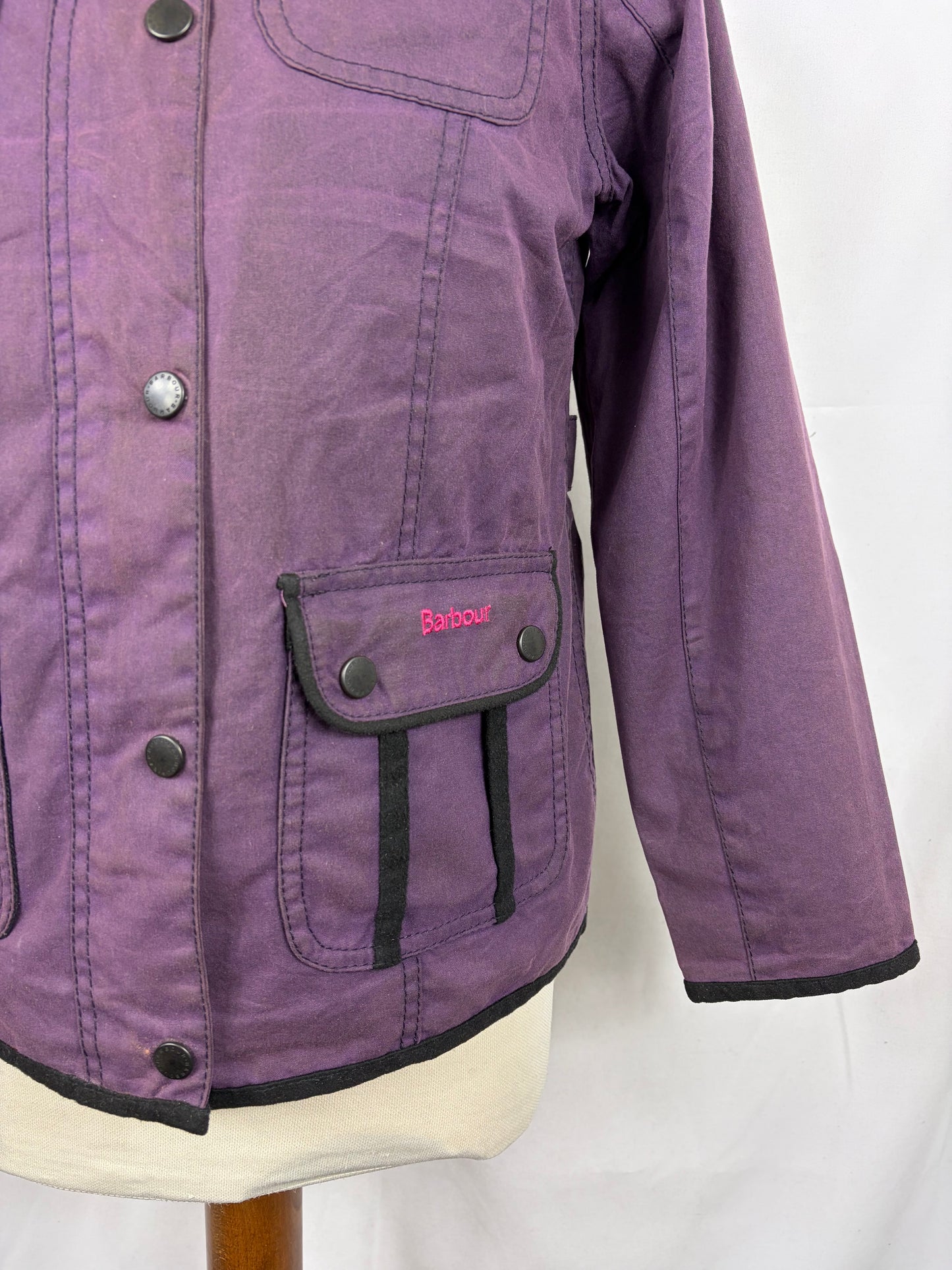 Barbour Giacca Rose Utility Viola da bambino/a taglia 10/11 anni Large Plum Kid Wax Jacket size 10/11 years