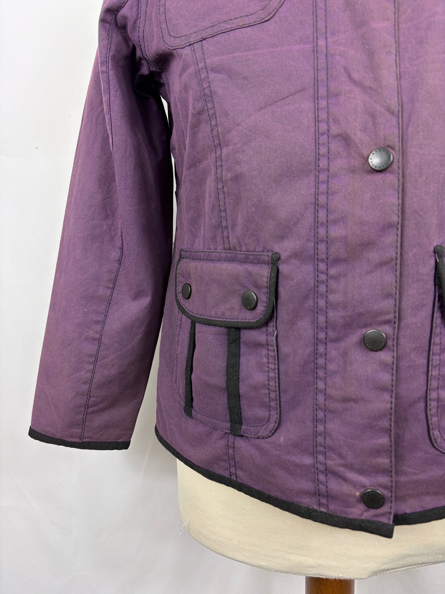 Barbour Giacca Rose Utility Viola da bambino/a taglia 10/11 anni Large Plum Kid Wax Jacket size 10/11 years