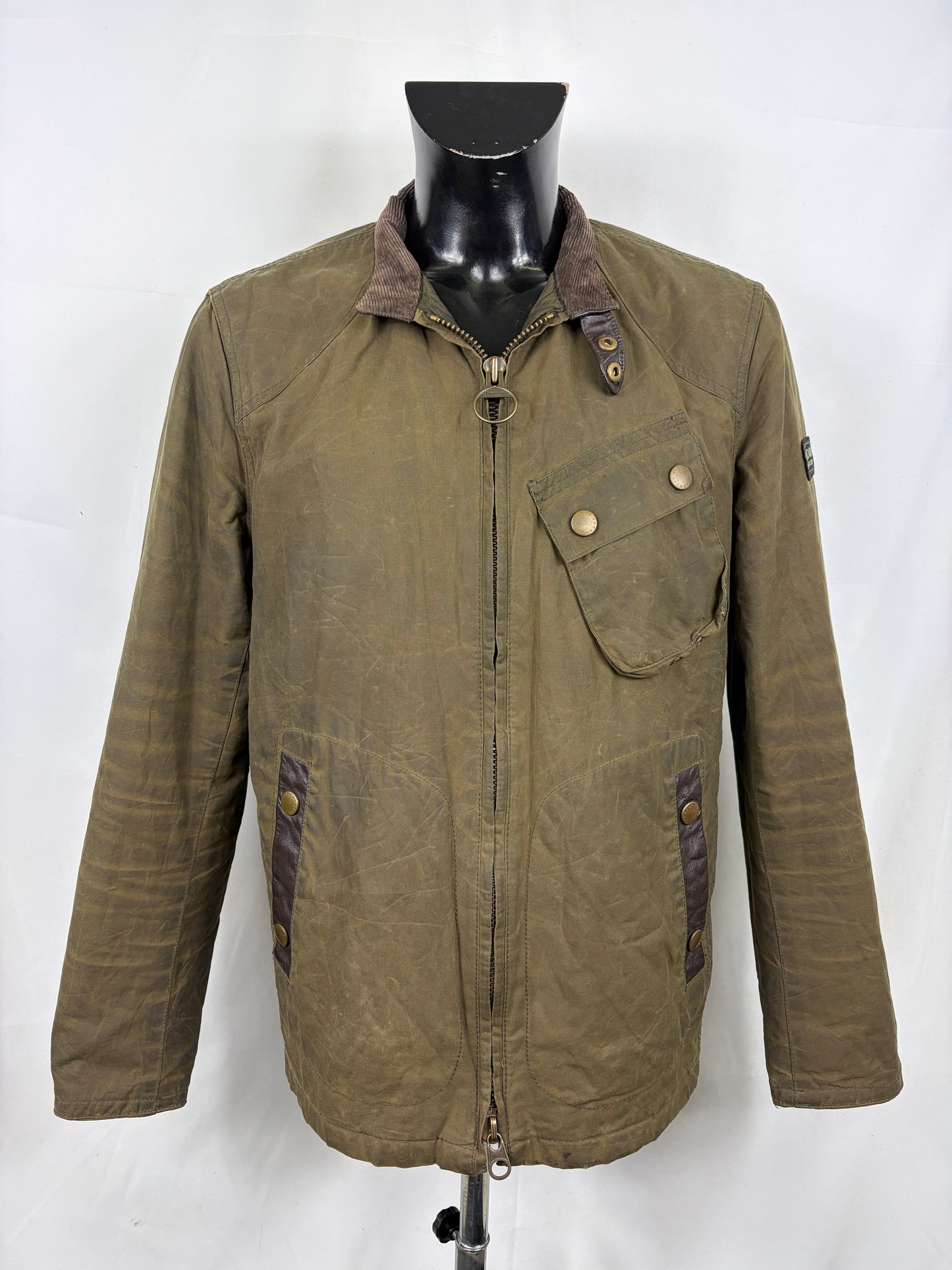 Giacca Barbour International da uomo corta verde Xlarge-Man Short Greenham Wax Jacket XL