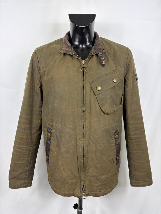 Giacca Barbour International da uomo corta verde Xlarge-Man Short Greenham Wax Jacket XL
