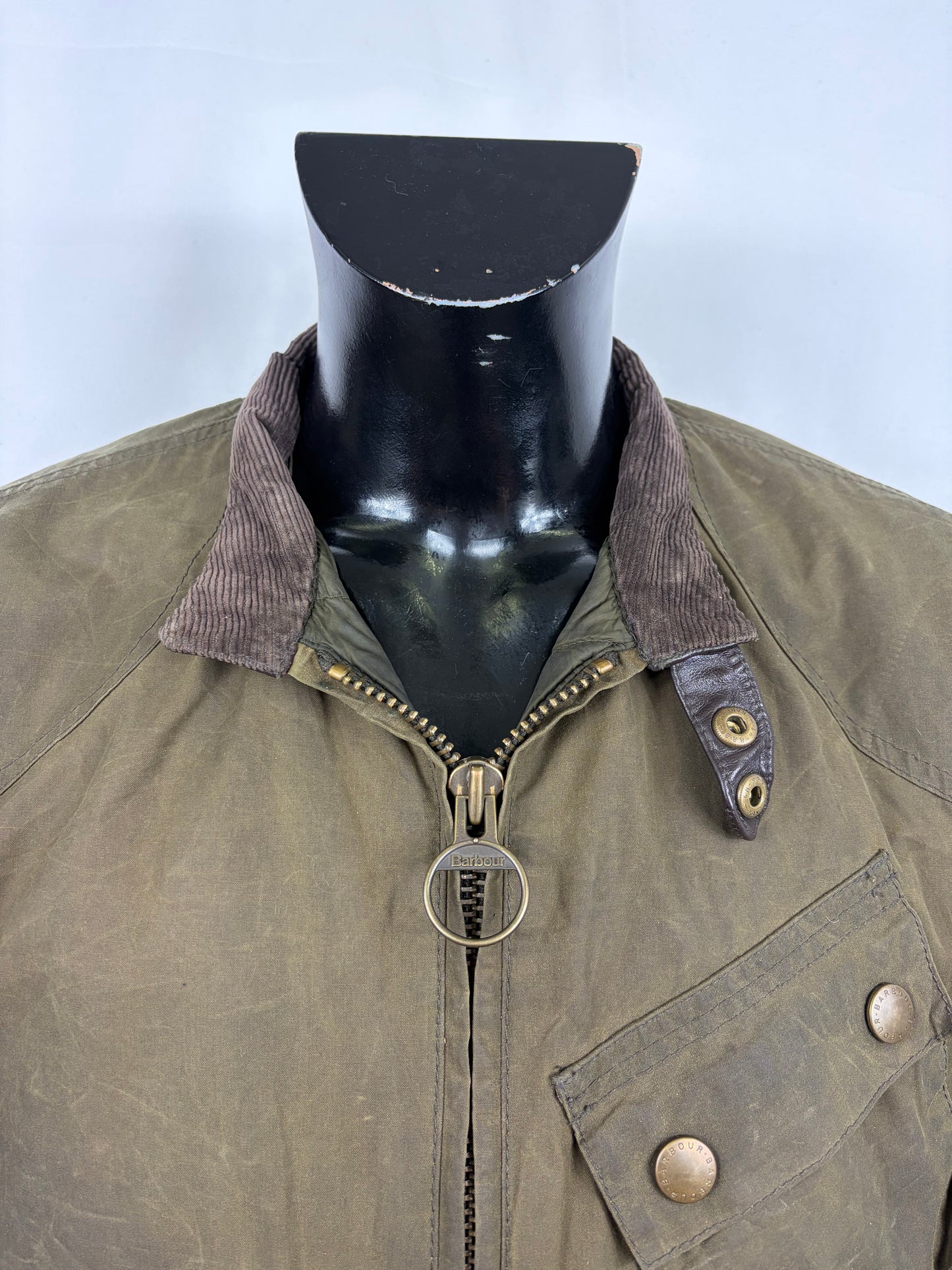 Giacca Barbour International da uomo corta verde Xlarge-Man Short Greenham Wax Jacket XL