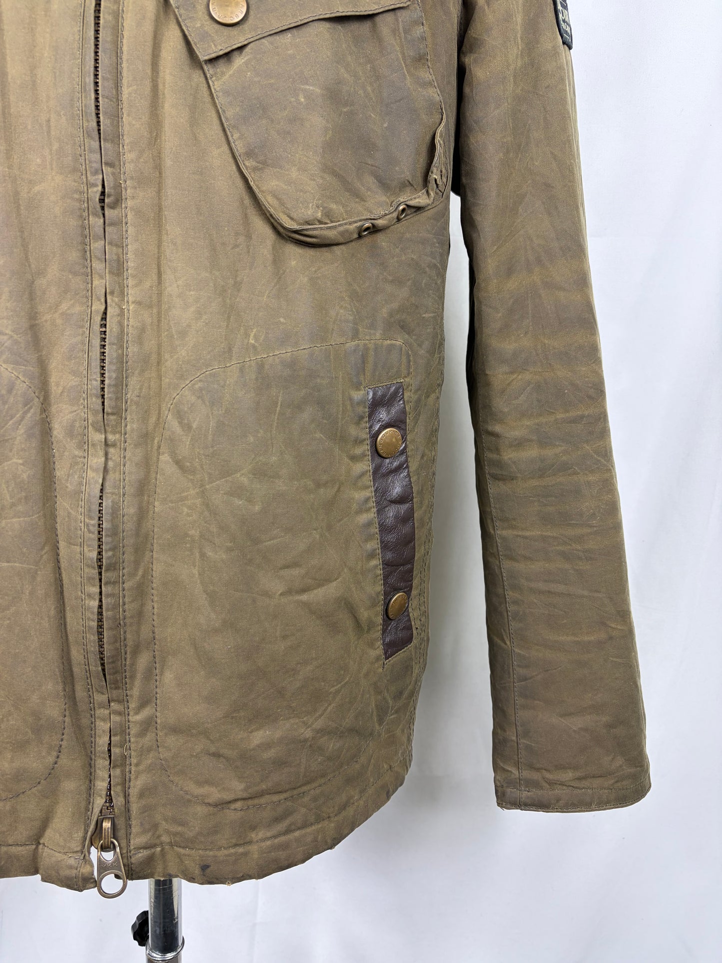 Giacca Barbour International da uomo corta verde Xlarge-Man Short Greenham Wax Jacket XL