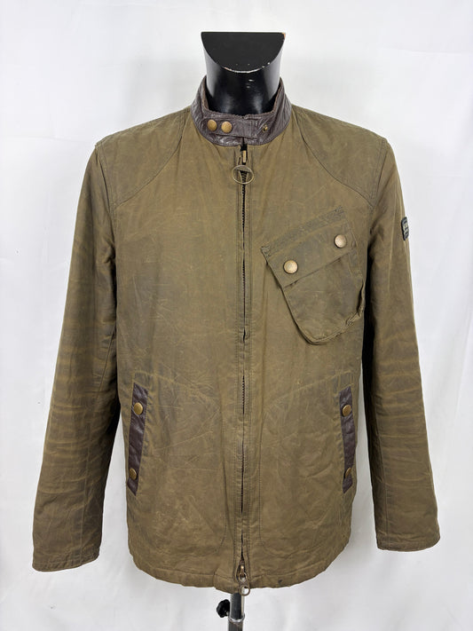 Giacca Barbour International da uomo corta verde Xlarge-Man Short Greenham Wax Jacket XL