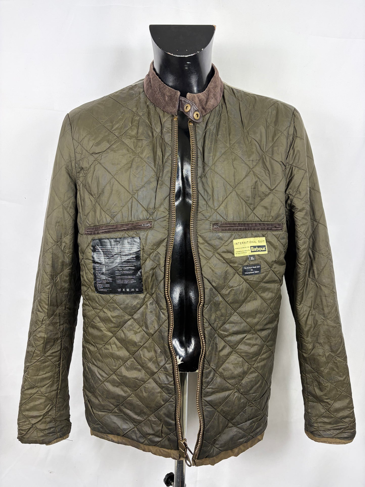 Giacca Barbour International da uomo corta verde Xlarge-Man Short Greenham Wax Jacket XL