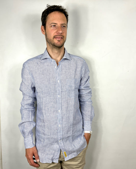 Camicia a righe slim in lino modello Dexter by B.D. BAGGIES