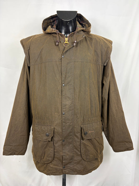 Barbour Durham colore verde con cappuccio C46/117 cm Olive Hooded waxed Durham Size Xlarge